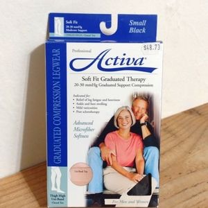 Activa Black Soft Fit Graduated Therapy Thigh High w UNI-Band Top S NWT Unisex